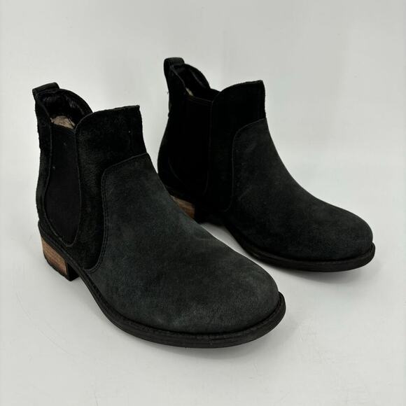 UGG Australia Bonham Chelsea Ankle Boots Suede Leather Waterproof Black Size 6 - Picture 2 of 10